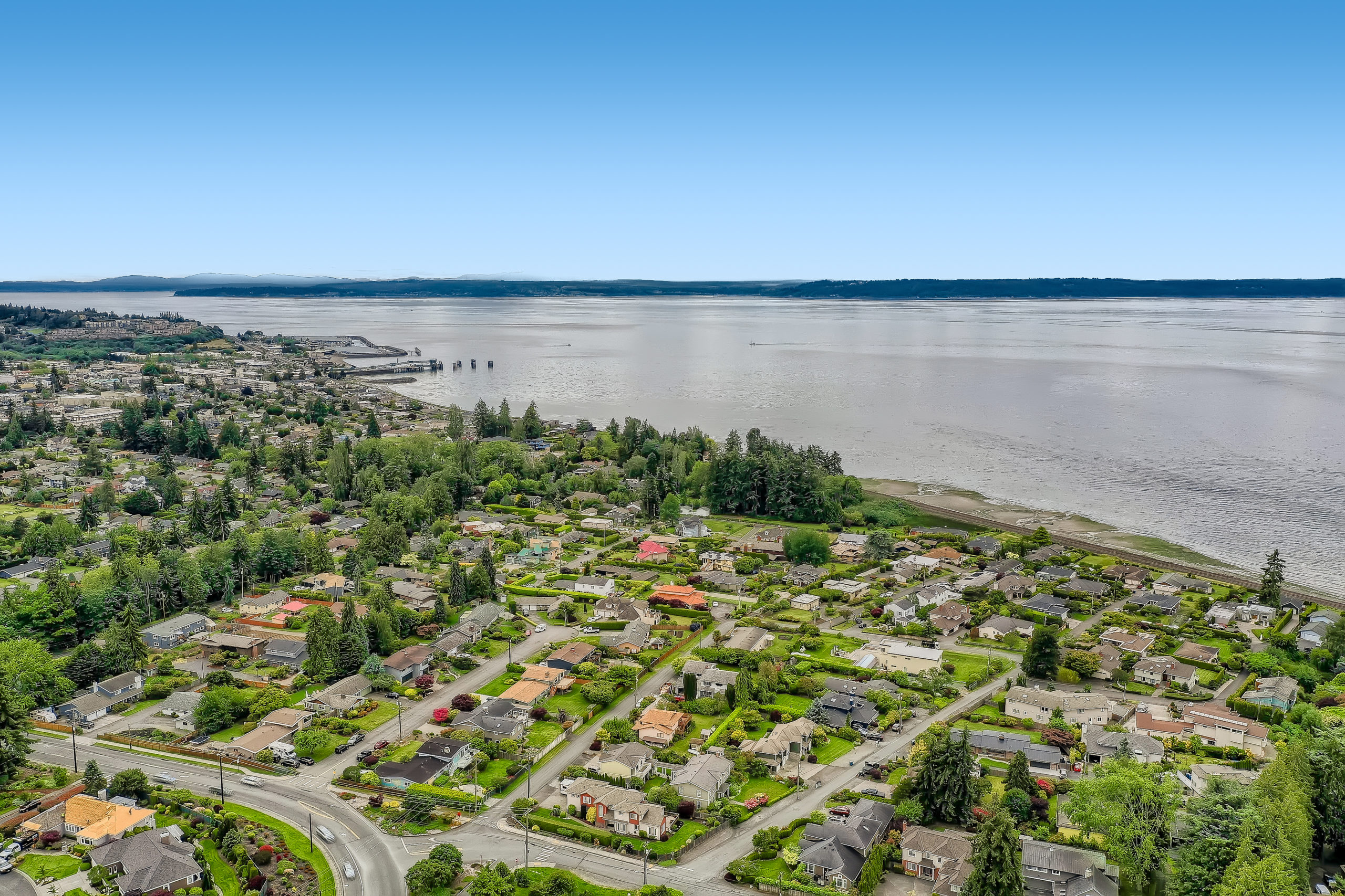 Ariel view of home with Edmonds and Sound