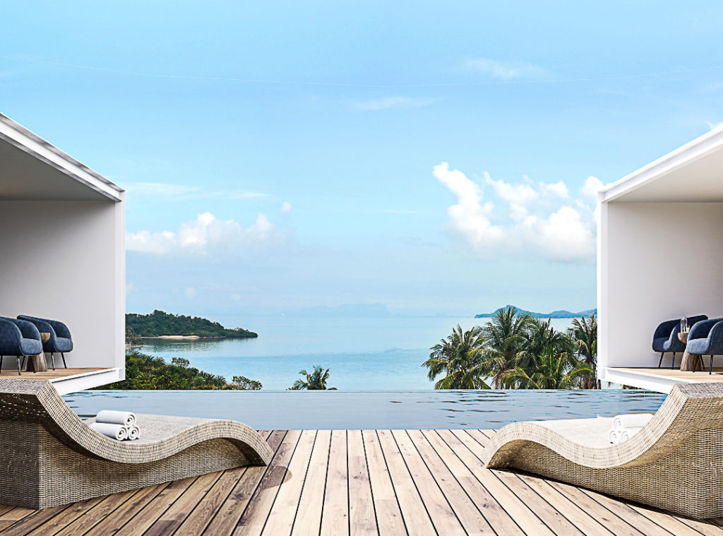 Deck with infinity pool overlooking ocean