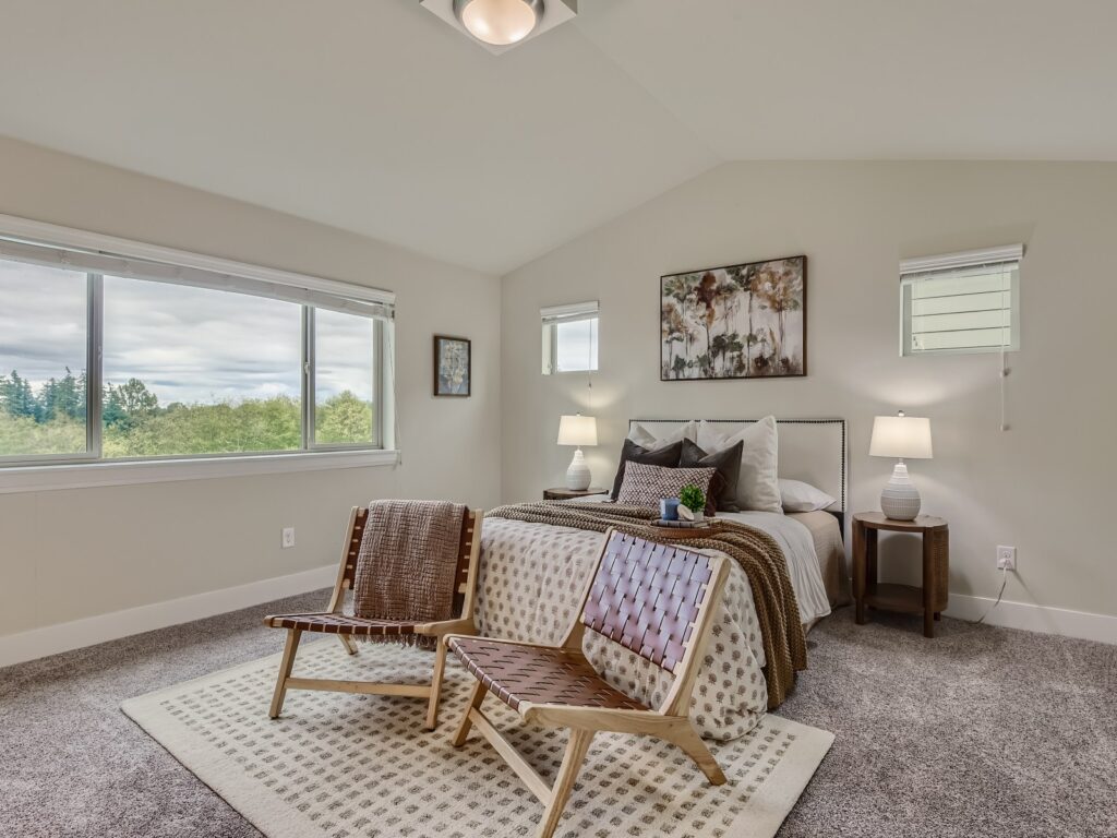 Staged bedroom of a home in Lynnwood, Wa