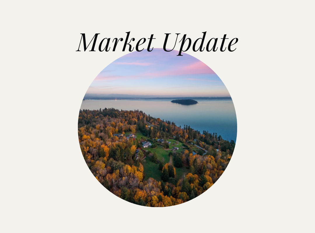 A photo of the Puget Sound view with the words Market Update over the top