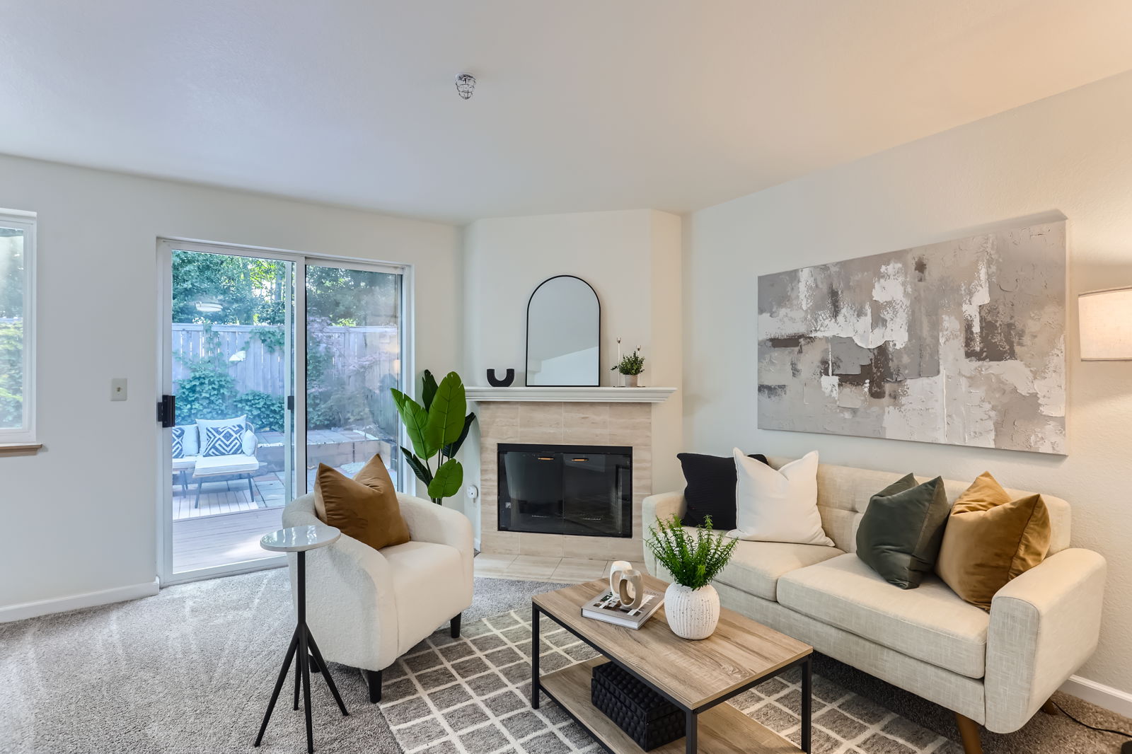 Living room staged of a townhome in Lynnwood, WA